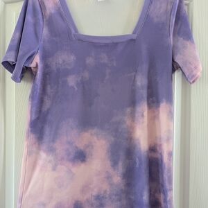 LuLaRoe Martha Lavender and Blush Short Sleeve Top, Medium